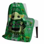 customized marshall thundering herd baby yoda green blanket best selling