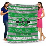 customized marshall thundering herd floral stripes green white blanket best selling