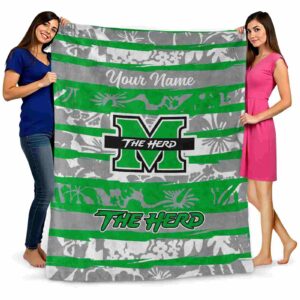 customized marshall thundering herd floral stripes green white blanket fashion forward