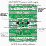 customized marshall thundering herd floral stripes green white blanket best selling