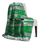customized marshall thundering herd floral stripes green white blanket best selling