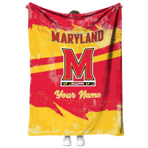 customized maryland terrapins grunge streaks red blanket best selling