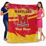 customized maryland terrapins grunge streaks red blanket fashion forward