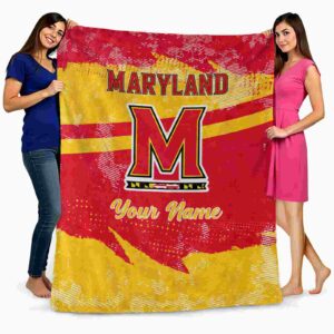 customized maryland terrapins grunge streaks red blanket fashion forward