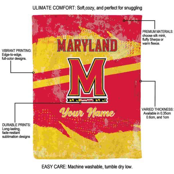 customized maryland terrapins grunge streaks red blanket new arrival