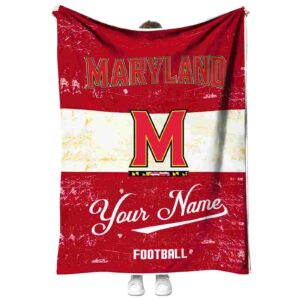 customized maryland terrapins grunge texture red white blanket best selling