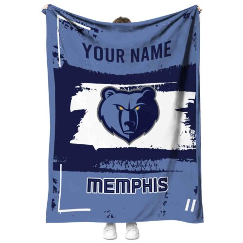 customized memphis grizzlies paint strokes blue white blanket best selling