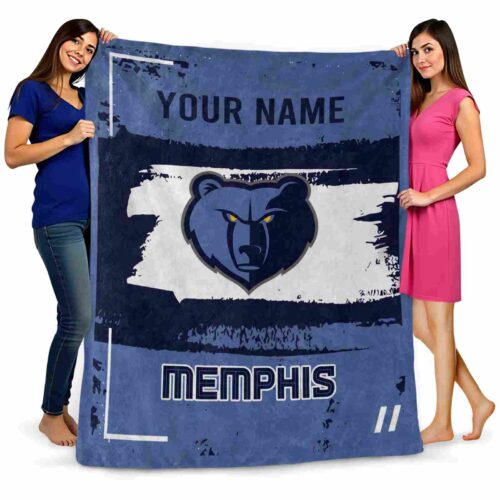 customized memphis grizzlies paint strokes blue white blanket fashion forward