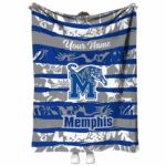 customized memphis tigers floral stripes blue white blanket best selling