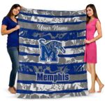 customized memphis tigers floral stripes blue white blanket best selling