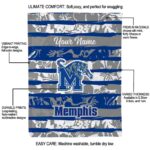 customized memphis tigers floral stripes blue white blanket best selling