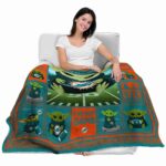customized miami dolphins baby yoda aqua blanket best selling