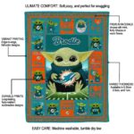 customized miami dolphins baby yoda aqua blanket best selling