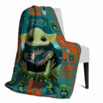 customized miami dolphins baby yoda aqua blanket best selling