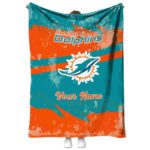 customized miami dolphins grunge streaks aqua blanket best selling