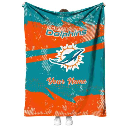 customized miami dolphins grunge streaks aqua blanket best selling