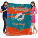 customized miami dolphins grunge streaks aqua blanket best selling