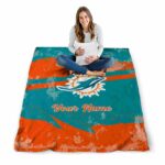customized miami dolphins grunge streaks aqua blanket best selling