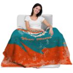 customized miami dolphins grunge streaks aqua blanket best selling