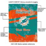 customized miami dolphins grunge streaks aqua blanket best selling