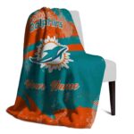 customized miami dolphins grunge streaks aqua blanket best selling