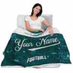 customized miami dolphins grunge texture aqua white blanket best selling