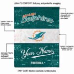 customized miami dolphins grunge texture aqua white blanket best selling