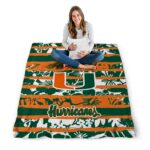 customized miami hurricanes floral stripes orange white blanket high quality