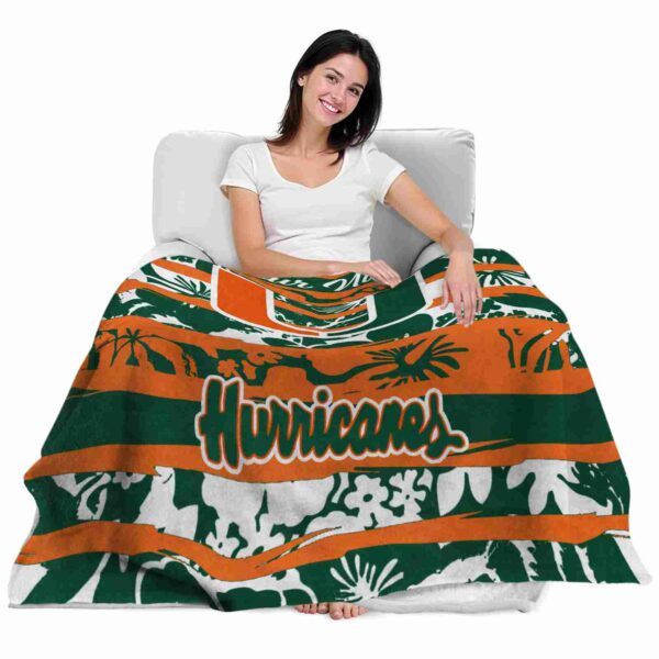 customized miami hurricanes floral stripes orange white blanket latest model