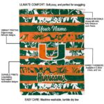 customized miami hurricanes floral stripes orange white blanket new arrival