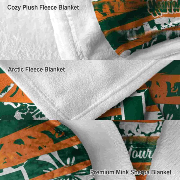 customized miami hurricanes floral stripes orange white blanket premium grade