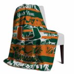 customized miami hurricanes floral stripes orange white blanket top rated