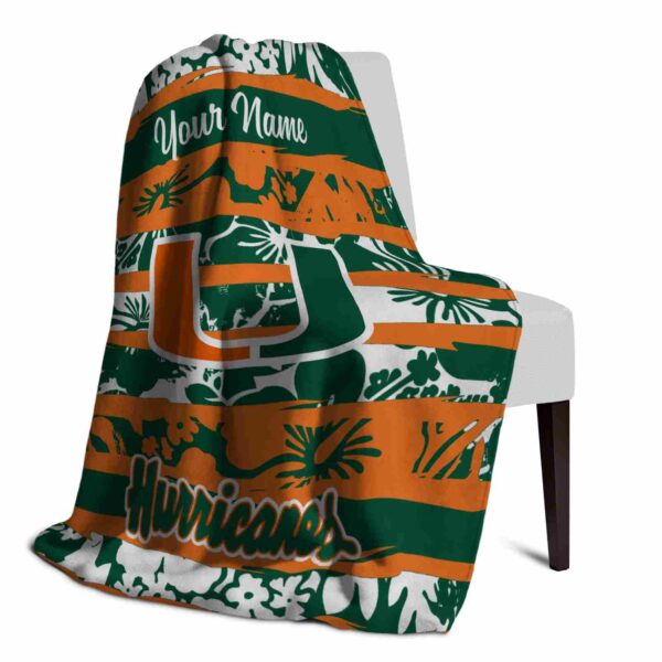 customized miami hurricanes floral stripes orange white blanket top rated