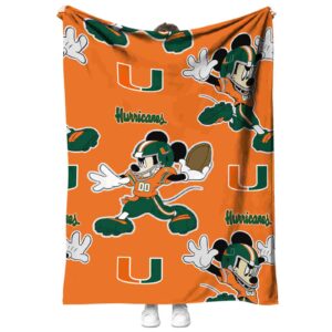 customized miami hurricanes mickey orange blanket best selling