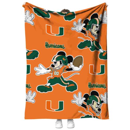 customized miami hurricanes mickey orange blanket best selling