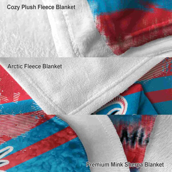 customized miami marlins grunge streaks blue blanket premium grade