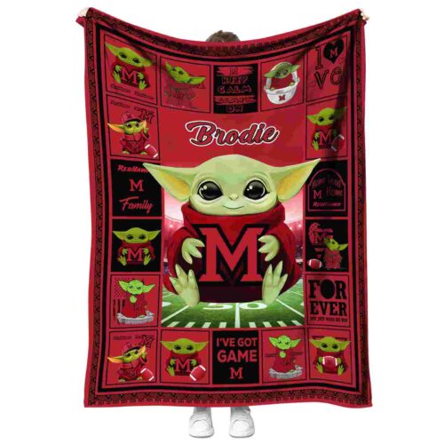 customized miami redhawks baby yoda red blanket best selling