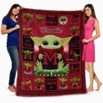 customized miami redhawks baby yoda red blanket best selling