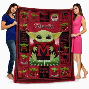 customized miami redhawks baby yoda red blanket fashion forward