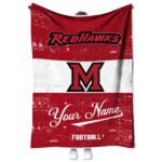 customized miami redhawks grunge texture red white blanket best selling