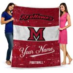 customized miami redhawks grunge texture red white blanket best selling