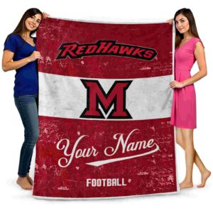 customized miami redhawks grunge texture red white blanket fashion forward