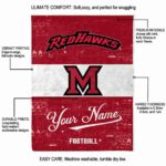customized miami redhawks grunge texture red white blanket best selling