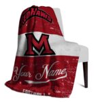 customized miami redhawks grunge texture red white blanket best selling