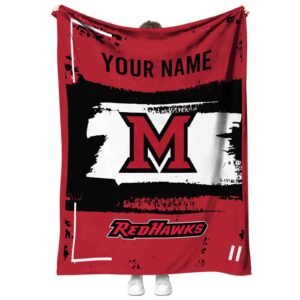 customized miami redhawks paint strokes red white blanket best selling