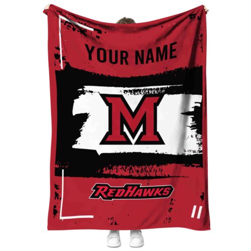 customized miami redhawks paint strokes red white blanket best selling