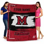 customized miami redhawks paint strokes red white blanket best selling