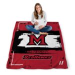 customized miami redhawks paint strokes red white blanket best selling