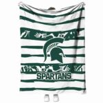 customized michigan state spartans floral stripes green white blanket best selling