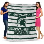 customized michigan state spartans floral stripes green white blanket best selling